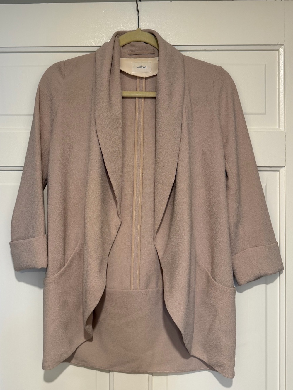 Wilfred Taupe Open-Front Draped Blazer